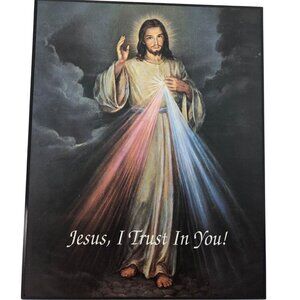 Divine Mercy Religious Wall Decor Wooden Plaque "Jesus I Trust In You!"Canada